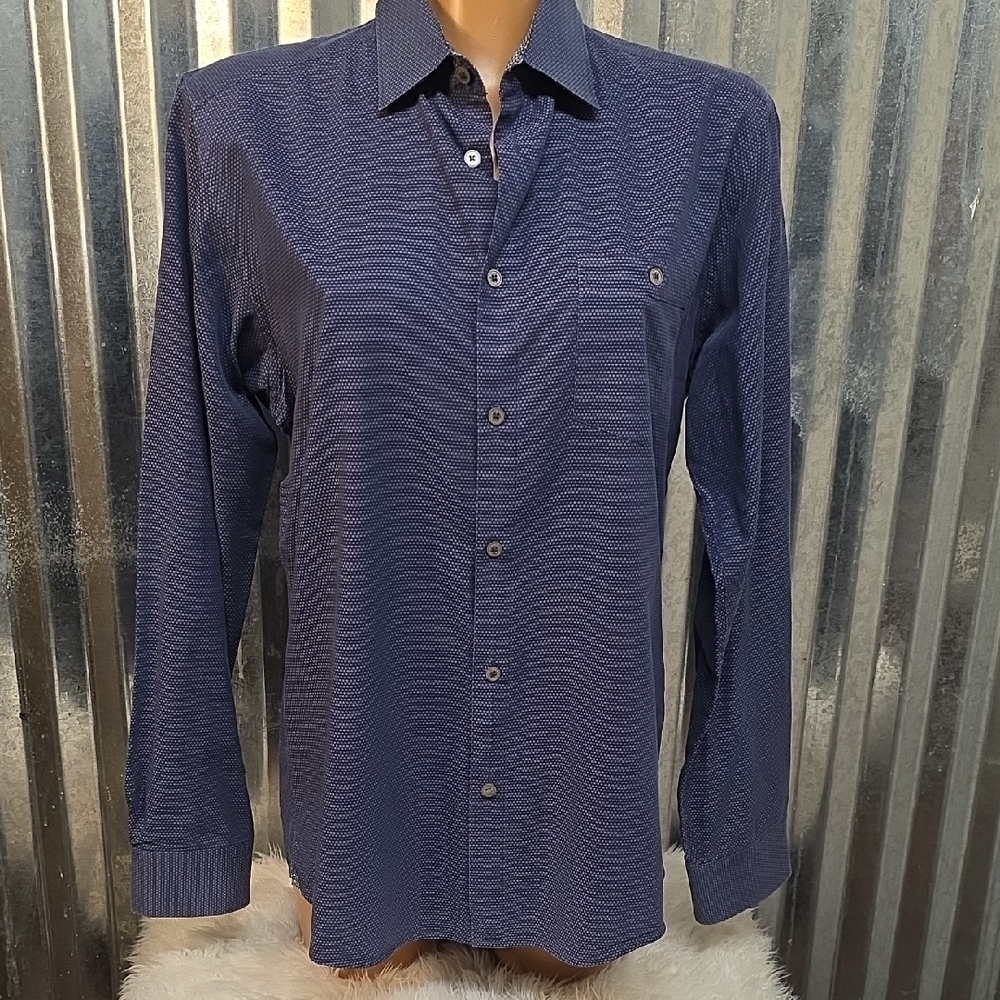 Ted Baker London Navy Geo Print Button Down Shirt
